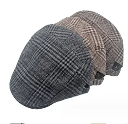Sleckton Men's Retro Plaid Berets Hat Men Fashion Tweed Newsboy CapsユニセックスカジュアルフランスフラットキャップピーキーブラインダーGorras1