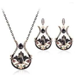 Pendant Necklaces 2023 Korean Fashion Jewelry Long Chain Crystal Rhinestone Flower Vase Necklace Earrings Set For Women Girls Accessories