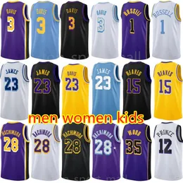 Tryckt basket 15 Austin Reaves Jerseys LeBron James 3 Davis Rui Hachimura Taurean Prince Dangelo Russell Christian Wood Gabe Vincent Mens Kids Women New City