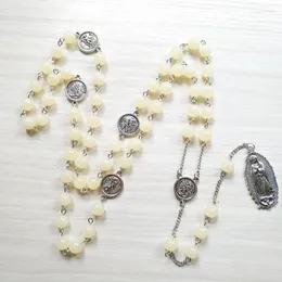 Pendant Necklaces QIGO Catholic Rosary Necklace Glass Beads Strand Long Virgin Religious Jewelry