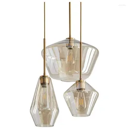 Pendant Lamps Nordic Modern Minimalist Staircase Restaurant Bar Shop Living Room Industrial Style Champagne Glass E27