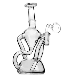 EW Style 2 Funktion Double Recycler Glass Bongs Hookahs Glass Water Pipes Gratis frakt 14mm Oil Burner