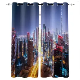 Curtain Night City Building Urban Curtains For Bedroom Living Room Luxury European