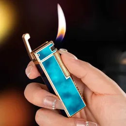 Lighters Butan Gas Lighters retro po stronie szkiełku szlifowanie koła Zgrywanie otwartego płomienia zapalnice papierosowe palenie akcesoria Niezwykłe zapalnice