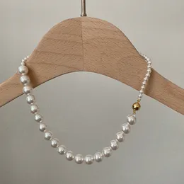 Collana di perle naturali Per le donne Ragazze eleganti Collana con ciondoli di perle di luce circolare brillante Moda Catene girocollo con nappe vintage