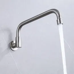 Kitchen Faucets 1pc 304 Stainless Steel El Counter Semi-automatic Sink Faucet Wall Mounted Single Cold Tap Torneira Cozinha
