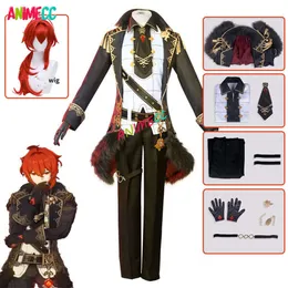 Diluc Genshin Impact Cosplay Wig Anime Game Roleplaying Outfit Halloween Party Costume for Women Men Size XS-XXL cosplay