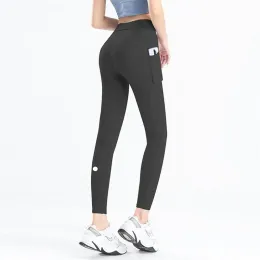 LL Women Yoga Leggings Fiess Push Up Exercise Running With Side Pocket Gym Seamless Peach Butt Tight Pants