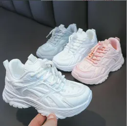 Çocuklar Sıradan Ayakkabı Çocuk Spor ayakkabıları Erkekler ve Kızlar İçin Solid Beyaz Ayakkabı Kişiği Nefes Alabilir Koşu Sporları Tenis Chunky Sneakers