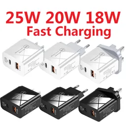 25W 18W 20W PD USB-C Väggladdare Snabb laddning Portable Power Adapters för iPhone 11 12 13 14 Pro Samsung S22 S23 Utral Huawei Android Phone PC Mp3