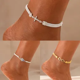 Tornozeleiras Infinity Strass 8 em forma de tornozeleira para mulheres meninas pé pulseira praia estilo na moda feminina jóias acessórios 231101