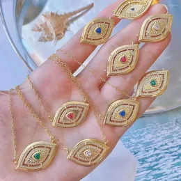 Hänge halsband 5st lyxiga läckra kubiska zirkonögon design guldpläterade ihåliga ögon charms halsband smycken gåva