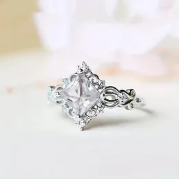 Wedding Rings Huitan Eternity For Women Luxury Princess Cut Square Cubic Zirconia Engagement Statement Jewelry Drop Ship