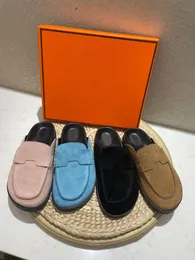 Slippers Designer Shoes أصناف صندل Burken Slippers Flat Sandals من جلد الغزال السميك السمي