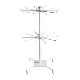 Hooks Display Stand Iron Retail Store Accessories Storage Tree Tower Adjustable Rotating Necklace Holder Jewelry Organizer Exhibition