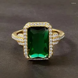 Wedding Rings CAOSHI Luxury Lady Gorgeous Ring Party Jewelry With Bright Green Zirconia Crystal Finger Accessories For Women