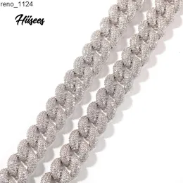 Buzlu Out 14mm Erkek Silver Miami Küba Bağlantı Kolye Hip Hop Lad Diamond Bling Prong Prag Chaince Homme Küba Zinciri