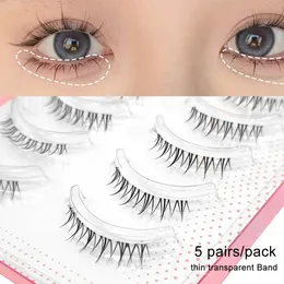 False Eyelashes Yelix 5 Pairs Lower Lashes Manga Clear Band Wispy Small Flame Under Strip Natural Bottom Korean Makeup 231101