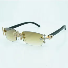 Классные солнцезащитные очки Cross Diamond 3524012 с ножками из натурального черного дерева и линзами диаметром 56 мм.