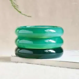 뱅글 인증 56-65mm 등급 자연 녹색 마노 jade 보석 팔찌