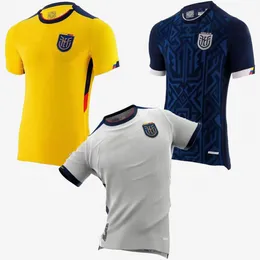 축구 탑 2022 Jersey de de la Copa Mundial Ecuador 22/23 홈 Amarillo Hincapie J. Cifuentes Plata Camisa Destrada Caicto Blue National Football Uniform