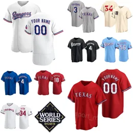 23/24 Homem Mulher World Series Beisebol 56 Kole Calhoun Jersey 4 Robbie Grossman 3 Leody Taveras 18 Mitch Garver 32 Evan Carter 34 Nolan Ryan Flexbase Space City Connect