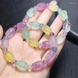 Filo di fluorite naturale Mosaico Bracciale con perline Gioielli fatti a mano in cristallo di quarzo Bracciale elasticizzato Regalo di compleanno per bambini 1 pz