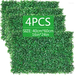 Decorative Flowers 4pcs Artificial Pants Grass 40x60cm Wall Backdrop Panels Topiary Hedgec Garden Backyard Fence Greenery Wedding Decor