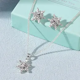 Wedding Jewelry Sets Snowflake Shape Crystal SilverColor Necklace Earrings Zinc Alloy For Woman On Party Luxury Romantic Style 231101