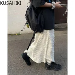 Gonne KUSAHIKI Moda 3D Floreale Elastico In Vita Indietro Split Skrits Autunno Elegante Causale Donne Gonna Lunga Faldas De Mujer 2023