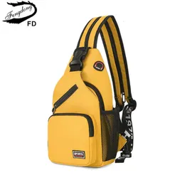 Evening Bags Fengdong fashion Yellow small crossbody bags for women messenger sling chest bag female mini travel sport shoulder pack 231101