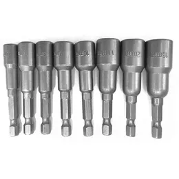 공압 도구 8pcs 1/4 인치 헥스 마그네틱 너트 드라이버 소켓 세트 메트릭 충격 드릴 비트 6 ~ 13mm Adapterpneumatic