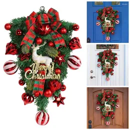 Flores decorativas grinalda de natal doces elk arco decoração flor artificial rattan pinho torre ornamentos porta da frente parede casa