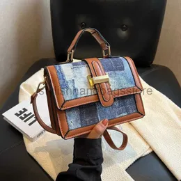 Axelväskor handväskor kvinnors handväska vintage blå denim ficka soulder väska fyrkantiga plånbok kvinnors pu messenger väska 2023 newstylishhandbagsstore