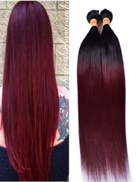 PASSION Ombre Straight Hair Weaves 4 Bundles Dark Red 1B 99J Burgund Brasilianisches Reines Haar 100 Echthaar-Webart Bundles7260557