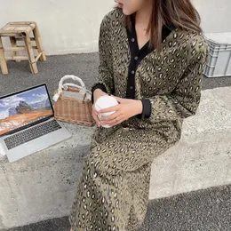 Vestidos casuais oneimirry moda coreano leopardo mulheres outono inverno solto vintage v-pescoço botão longo vestido feminino vestidos 2023