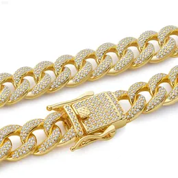 Dortnover Gold Plated Cuban Link Chain Necklace with Pink Moissanite Lab Grown Diamond and Tennis Style