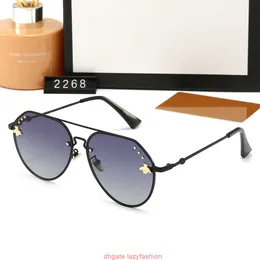 Designer Sunglasses of Women Men bee Metal frame mirror glass lens 2268 driving outdoor travel glasses De Soleil Luxury uv400 with box