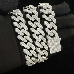 18mm Iced Out S925 Sterling Silver Vvs Moissanite Miami Cuban Link Chain Men Hiphop Diamond Test Necklace