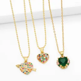 Colares de pingente requintado coração de cristal verde para mulheres cobre cz curto colar romântico jóias presente seu nkeq04