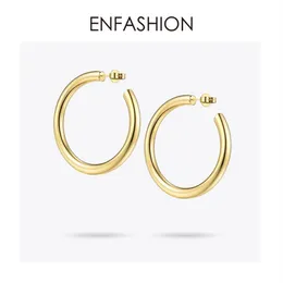 Enfashion Big Hoop Earrings Solid Gold Color Eorthity Earings 여성 보석을위한 스테인레스 스틸 서클 이어링 EC171022 J190718255O