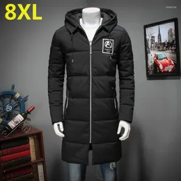 Męskie Down Plus La Taille 8xl 7xl Hommes Parkas Dhiver X-Long Lisse en metalowy zamek błyskawiczny