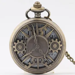 Pocket Watches Antique Quartz Watch Hollow Gear Design Halsband Retro Pendant For Men Women Gifts