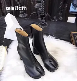 Luxury designers ankle tabi boots women Internet celebrity ins chunky heel fashion split toe boots high heeled pigs hoof shoes medium tube horses hoof boots