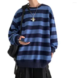 Herren Hoodies Casual Round Pullover Sleeve Neck Stripe Long Men Kontrast Frühlingsfarben School Korean Streetwear Tops Top für Overszed Style