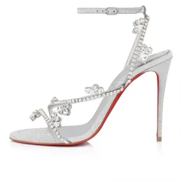 Sandali da 100 mm - pelle di vitello con paillettes e PVC - argento prova scarpe da donna belle e fresche