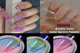 Doppio colore Solido Aurora Polveri per unghie Glitter Trasparente Olografico Neon Glitter Chameleon Polvere Polvere Unghie cromate Art Pigmen7583275