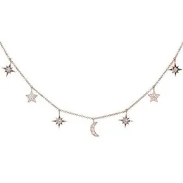 925 Sterling Silver Jewelry Love Moon Star Halsband Pendants Chain Choker Halsband Ken Kvinnliga uttalande smycken Bijoux T190622613