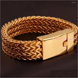 Chain Link Armband Fashion 3Row Gold Figaro Chain 316L Rostfritt stål unikt armband för charmiga mens manschettsmycken 22 cm dhgarden dhjwo