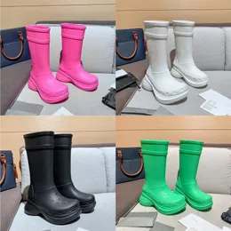 Designer Brand Boots Fall Winter Women's Rain Boots Candy Color Rubber Waterproof Shoes Walking Casual Platform Stövlar Pöl Pvc Half Boots Stora med låda